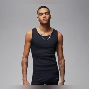Jordan Men’s Black Slim Fit Sleeveless Tank - Stretchy.  Size: Large